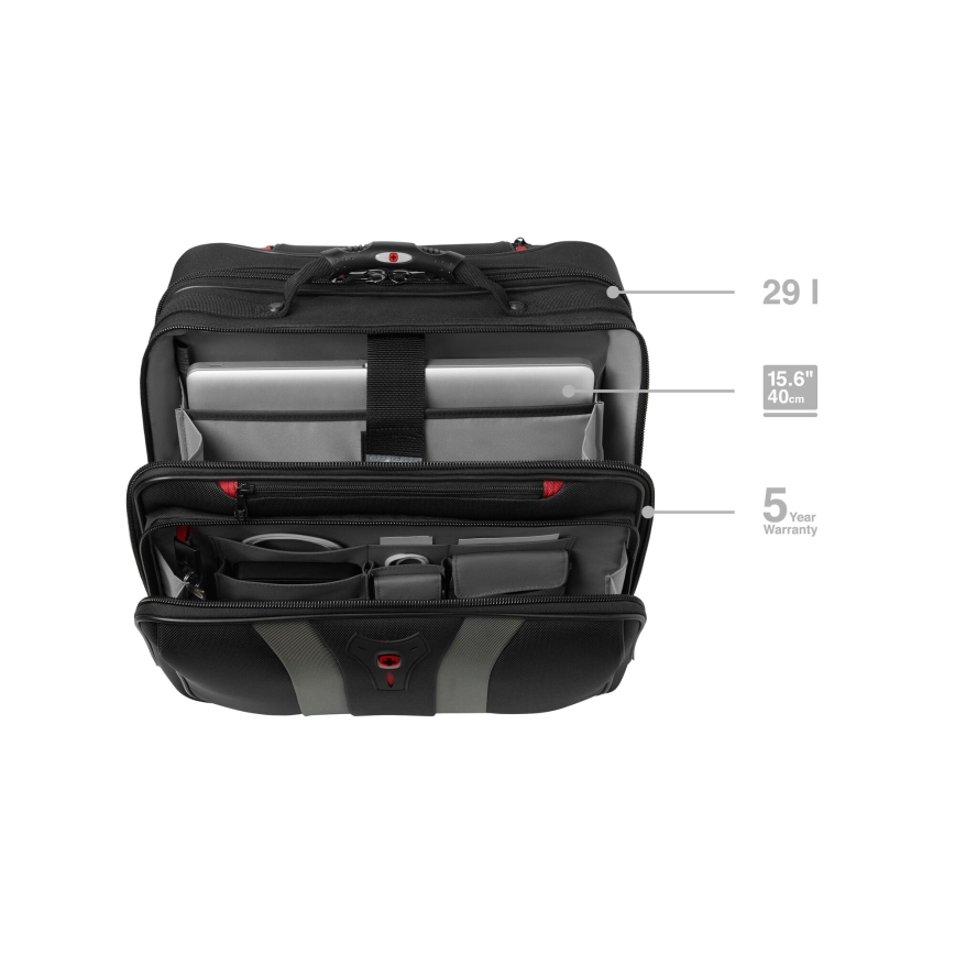 Wenger - Bagaż podróżny na kółkach 29 l + etui na laptopa 15,6" Granada czarny