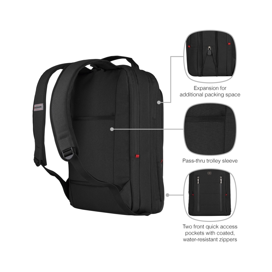 Wenger - Plecak na laptop 16 l 16 z kieszenią na tablet 12 Miasto Traveler czarne
