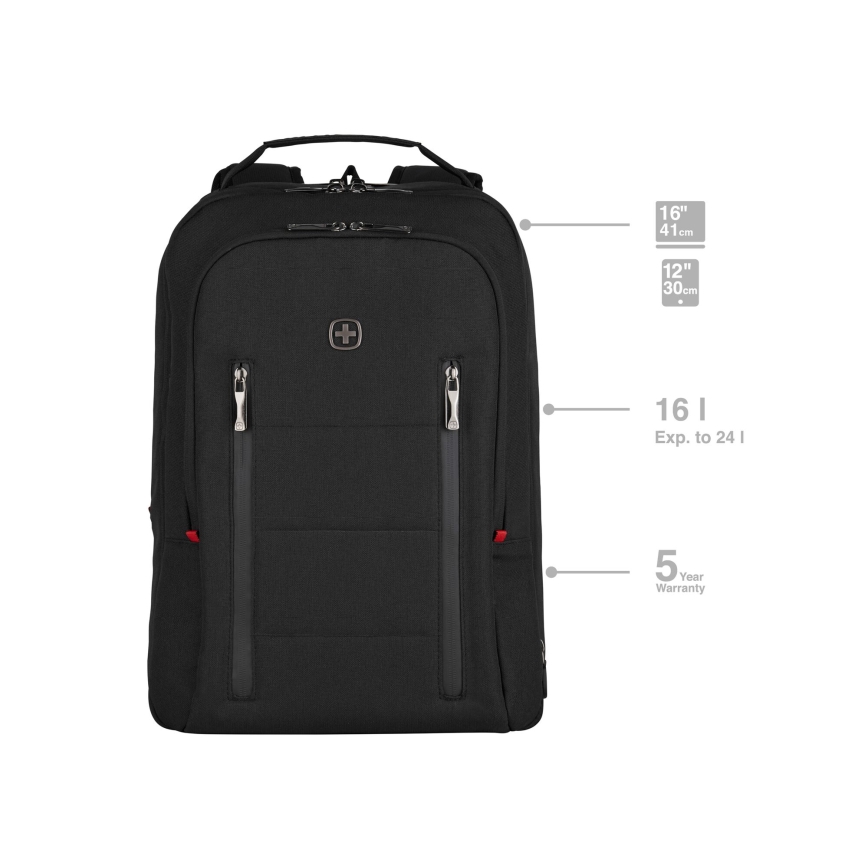 Wenger - Plecak na laptop 16 l 16 z kieszenią na tablet 12 Miasto Traveler czarne