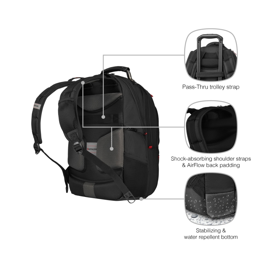 Wenger - Plecak na laptop 25 l 16" z kieszenią na tablet 10" Pegasus Deluxe czarny
