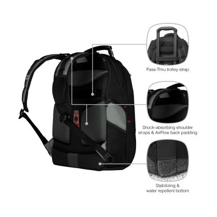 Wenger - Plecak na laptop 25 l 17" z kieszenią na tablet 12" Pegasus czarny/szary