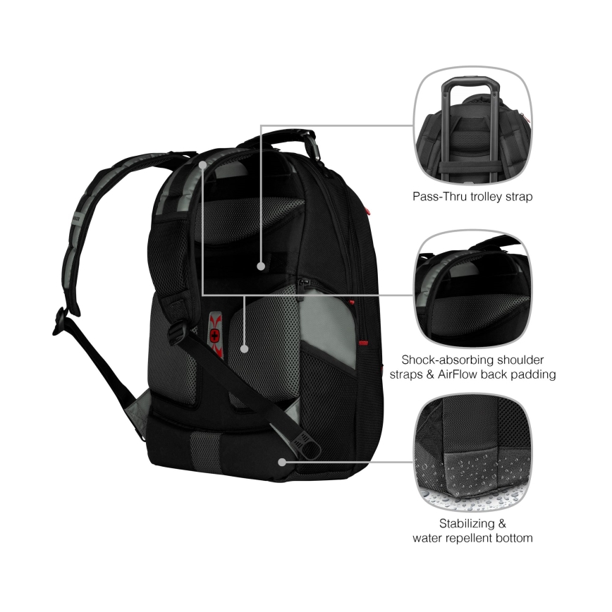 Wenger - Plecak na laptop 25 l 17" z kieszenią na tablet 12" Pegasus czarny/szary