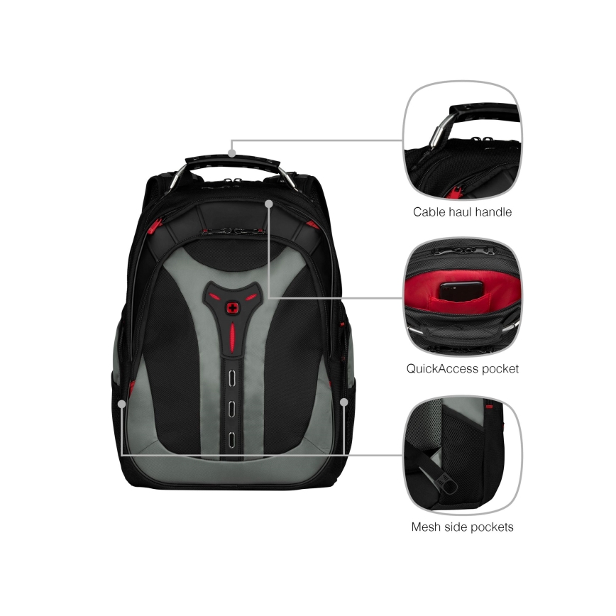Wenger - Plecak na laptop 25 l 17" z kieszenią na tablet 12" Pegasus czarny/szary