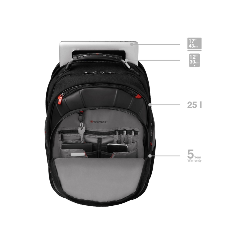 Wenger - Plecak na laptop 25 l 17" z kieszenią na tablet 12" Pegasus czarny/szary