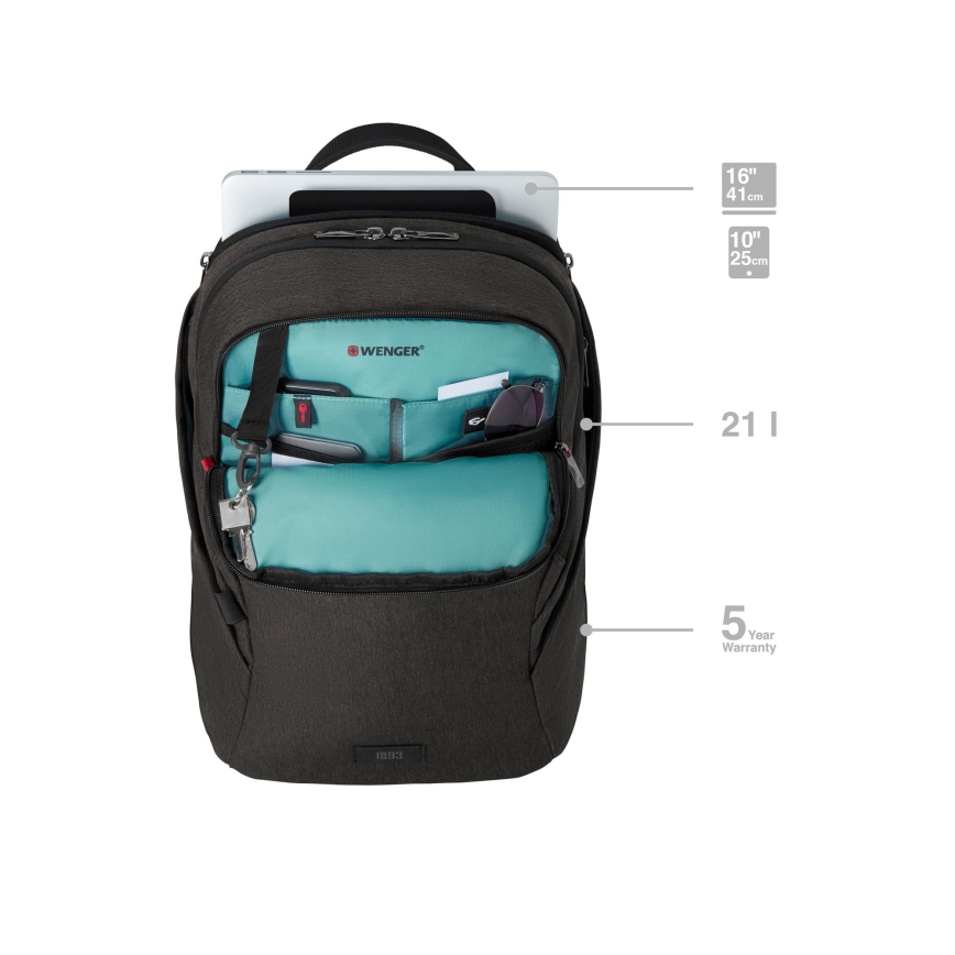 Wenger - Plecak na notebook 21 l 16" z kieszenią na tablet 10" MX Light czarny