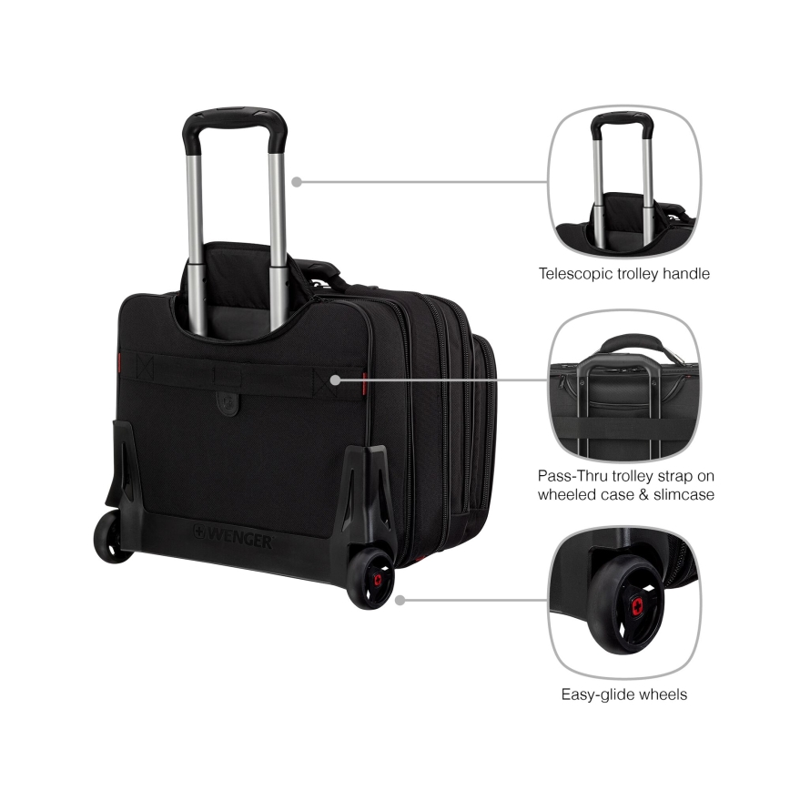 Wenger - Walizka podróżna na kółkach 25 l 17" + torba na laptopa 15,6" Patriot czarne