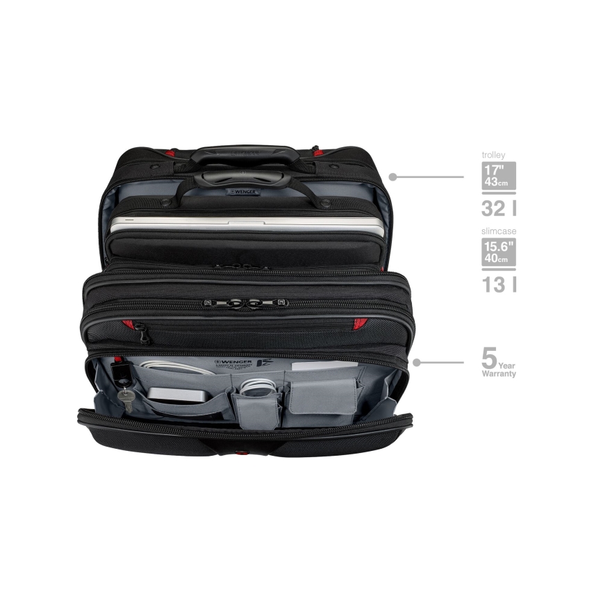 Wenger - Walizka podróżna na kółkach 25 l 17" + torba na laptopa 15,6" Patriot czarne