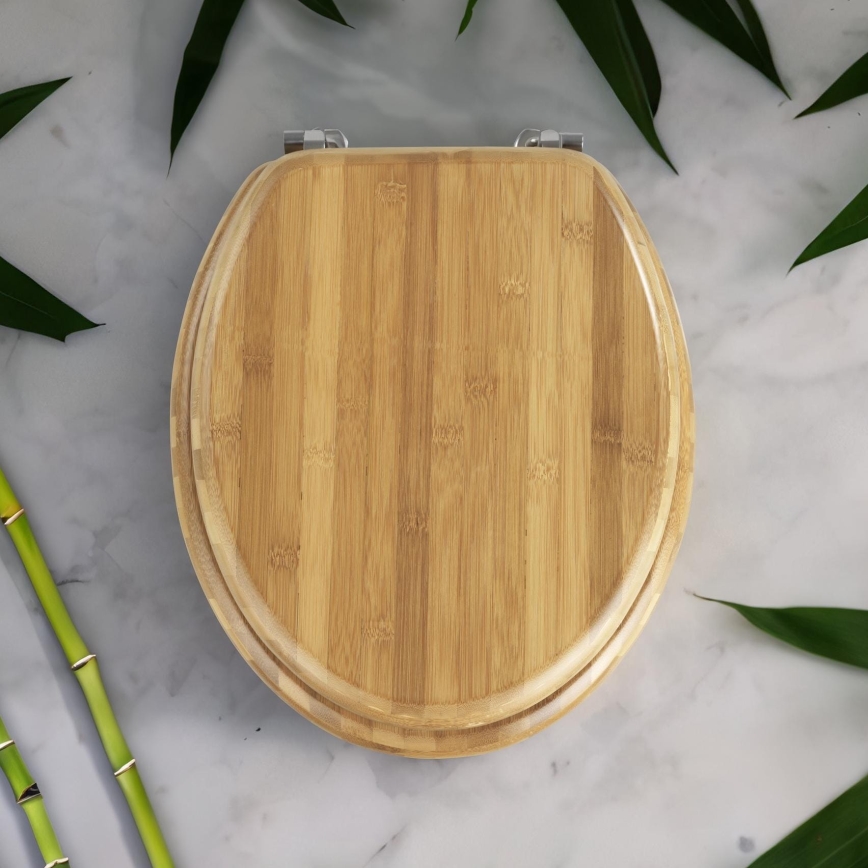 WENKO 144726100 - Deska sedesowa BAMBOO 34x41 cm brązowa/srebrna