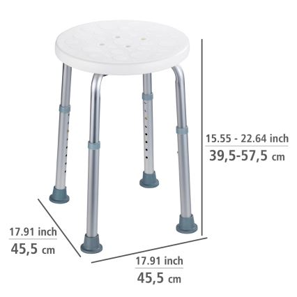 WENKO 1792921100-Stołek SECURA 45,5x45,5 cm biały/srebrny/szary