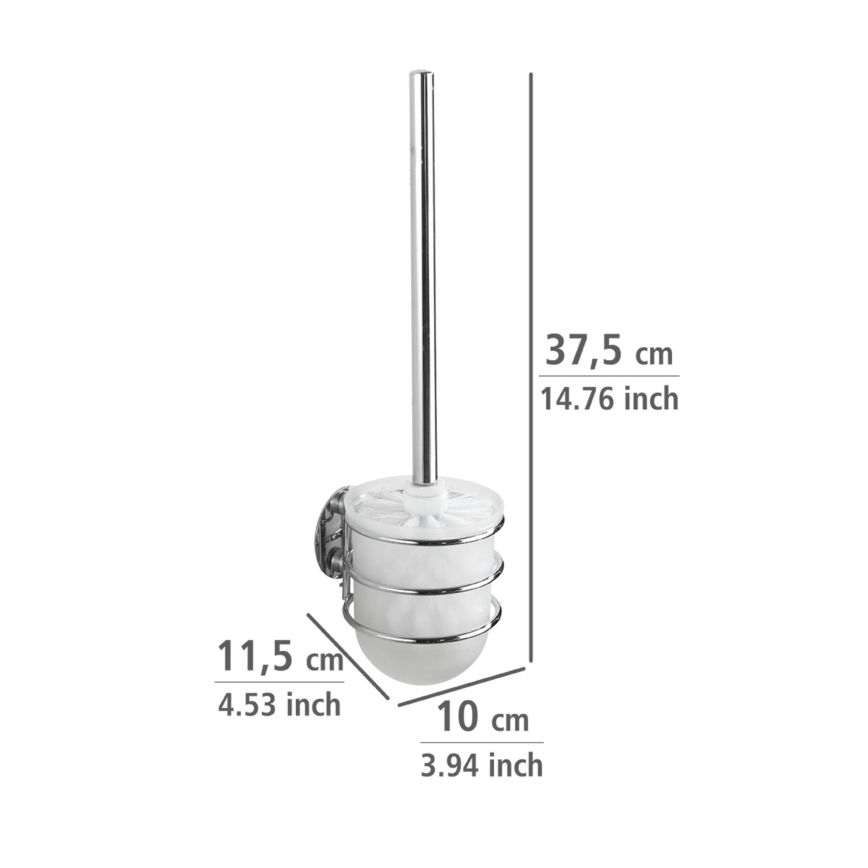 WENKO 18768100 - zestaw WC TURBO-LOC OKRĄGŁY STALOWY 10x37,5 cm połysk. chrom/biały