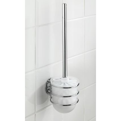WENKO 18768100 - zestaw WC TURBO-LOC OKRĄGŁY STALOWY 10x37,5 cm połysk. chrom/biały