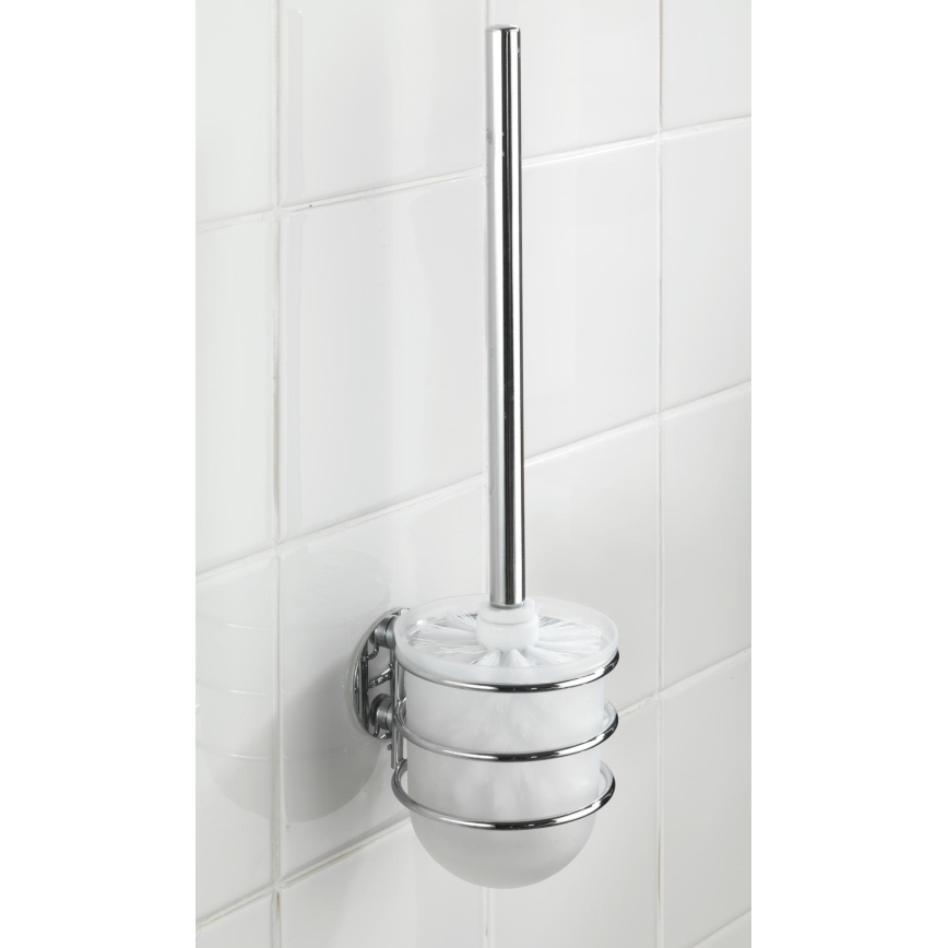 WENKO 18768100 - zestaw WC TURBO-LOC OKRĄGŁY STALOWY 10x37,5 cm połysk. chrom/biały