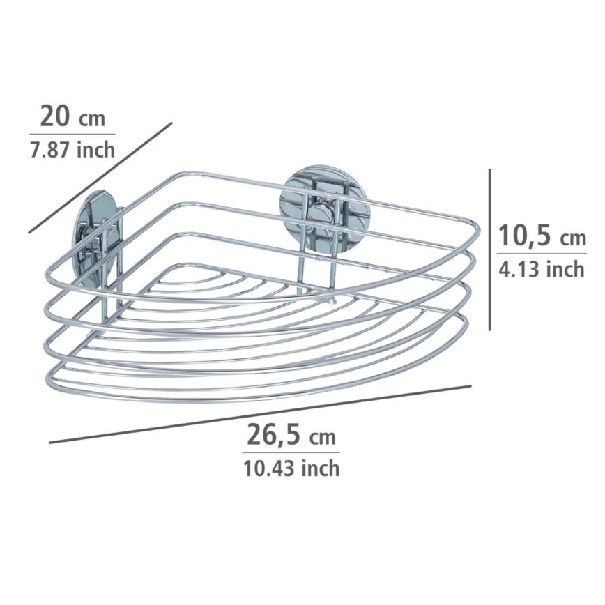 WENKO 18913100-Półka TURBO-LOC OKRĄGŁA STAL 26,5x20 cm chrom błyszczący