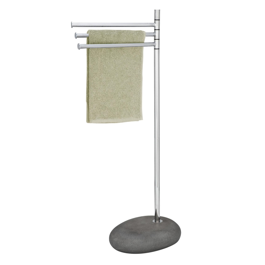 WENKO 19493100 - Stojak na ręczniki PEBBLE STONE 38x84 cm chrom błyszczący/szary