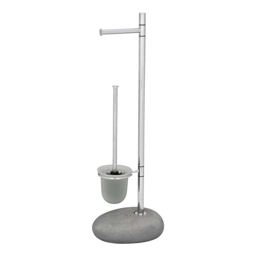 WENKO 19494100 - Szczotka do WC PEBBLE STONE 23,5x70 cm błyszczący chrom/szary/satynowy