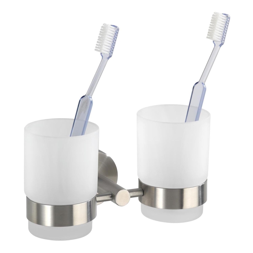 WENKO 19638100 - Uchwyt na szczoteczki do zębów BOSIO MATT 17,5x9,5 cm stal nierdzewna/srebrny