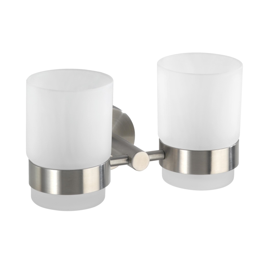 WENKO 19638100 - Uchwyt na szczoteczki do zębów BOSIO MATT 17,5x9,5 cm stal nierdzewna/srebrny