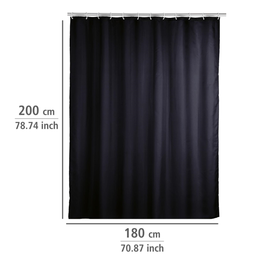 WENKO 20043100 - Zasłona prysznicowa 180x200 cm czarna