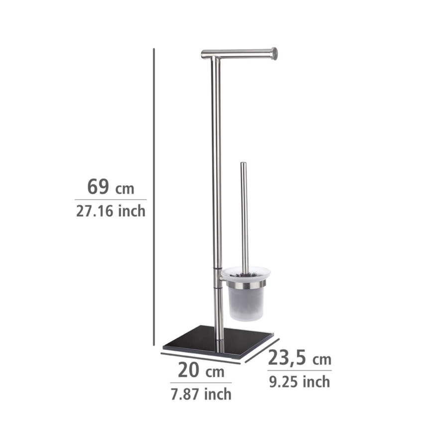 WENKO 20391100 - Szczotka do WC LIMA 23,5x69 cm stal nierdzewna/satynowa/czarna