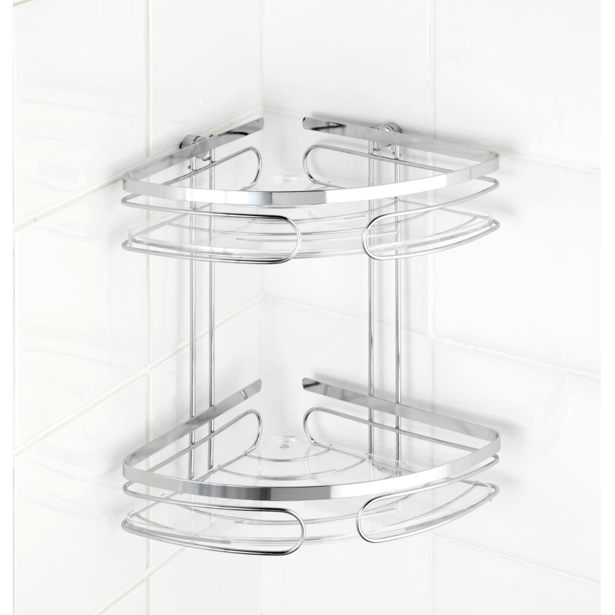WENKO 20412100-Półka narożna PREMIUM STAL NIERDZEWNA 26,5x27,5 cm nierdzewna/srebrna
