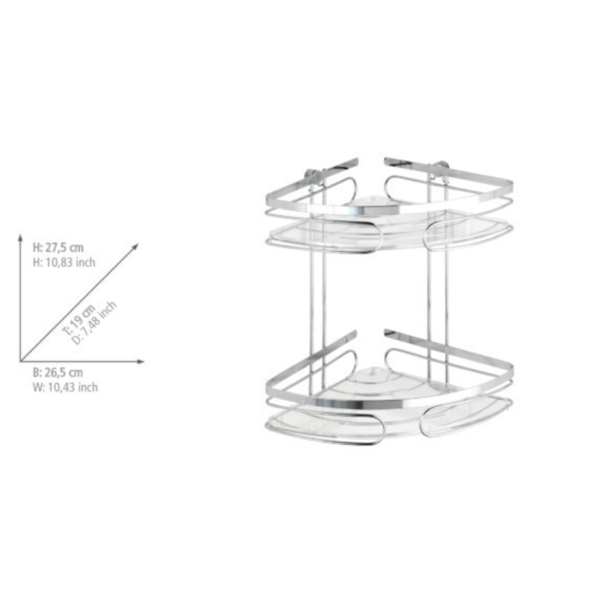 WENKO 20412100-Półka narożna PREMIUM STAL NIERDZEWNA 26,5x27,5 cm nierdzewna/srebrna