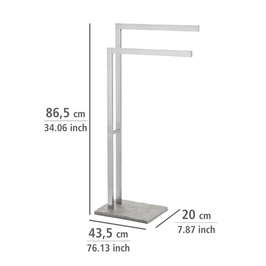 WENKO 20603100 - Stojak na ręczniki GRANIT 43,5x86,5 cm stal nierdzewna/satynowy/szary
