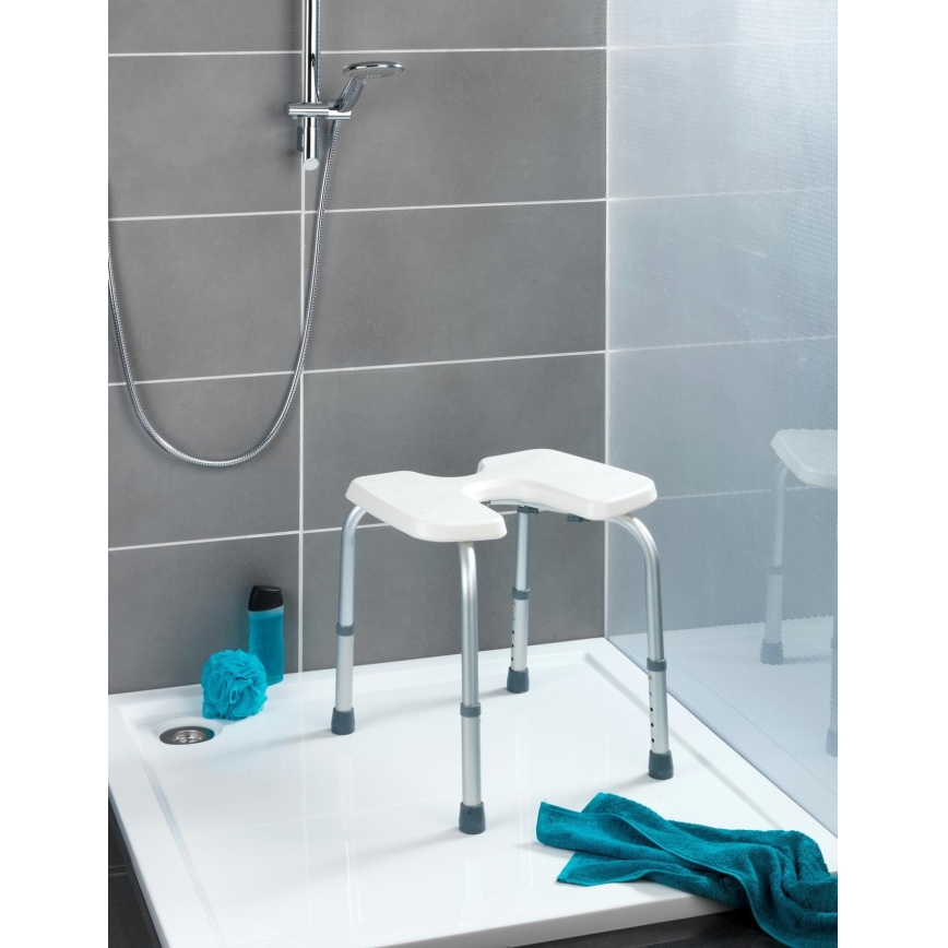 WENKO 206051100-Stołek SECURA 46x53,5 cm biały/srebrny