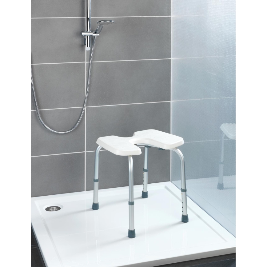 WENKO 206051100-Stołek SECURA 46x53,5 cm biały/srebrny