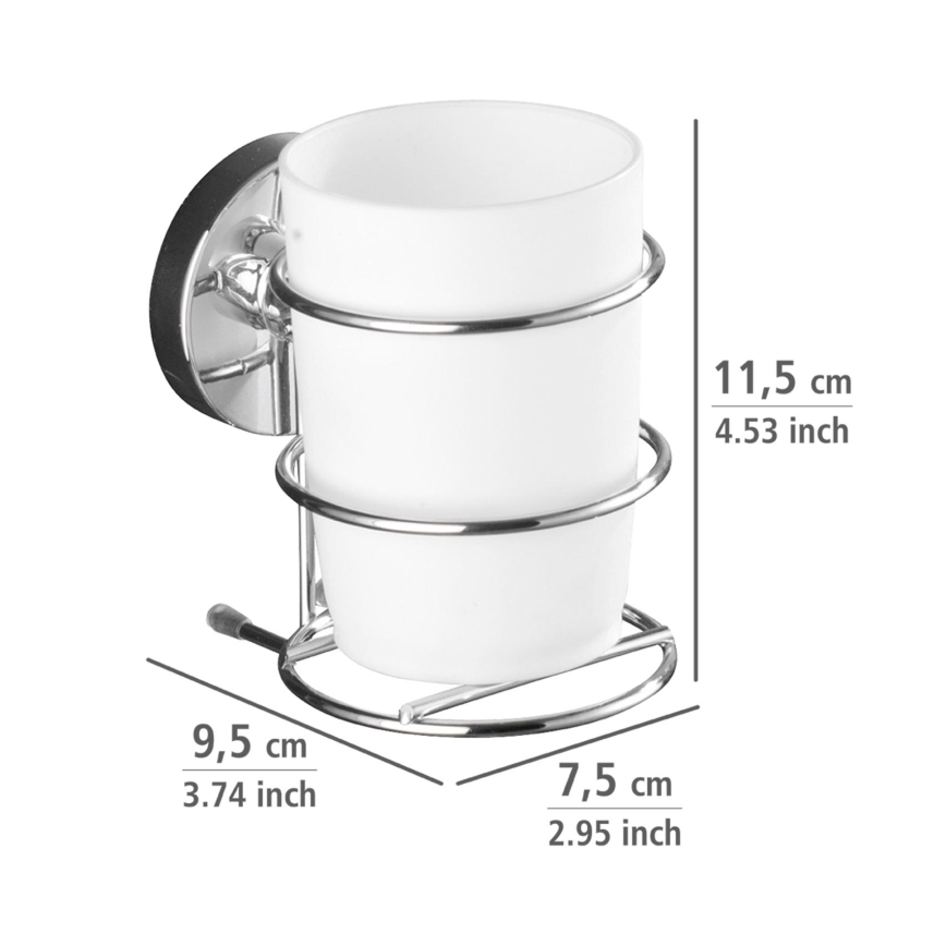 WENKO 20880100-Kubek VACUUM-LOC MILAZZO 7,5x11,5 cm połysk chrom/biały