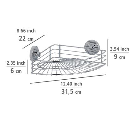 WENKO 20887100 - Półka VACUUM-LOC RUND STAH 31x22,5 cm, chrom błyszczący