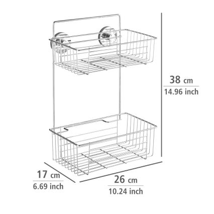WENKO 20889100 - Półka VACUUM-LOC RUND STAH 26x38 cm chrom błyszczący