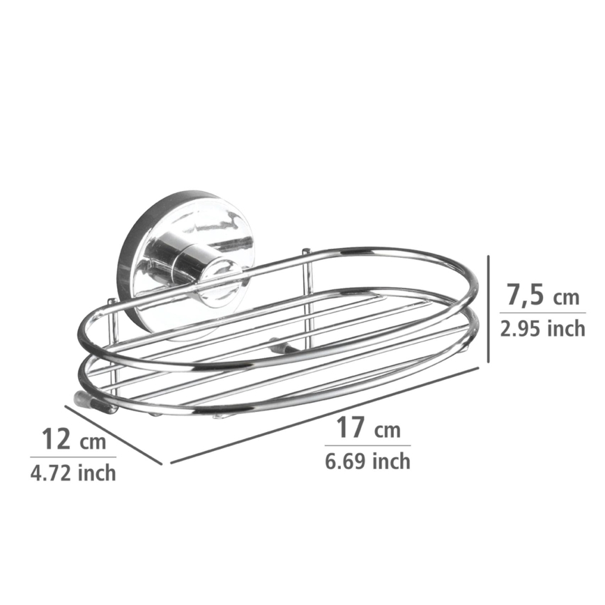 WENKO 20890100-Uchwyt na mydło VACUUM-LOC MILAZZO 16,5x12 cm chrom błyszczący