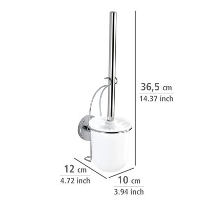 WENKO 20898100-Szczotka WC VACUUM-LOC MILAZZO 10x34 cm stal nierdzewna/błyszczący chrom/biały