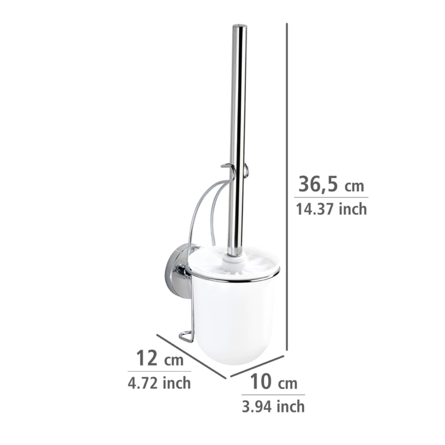 WENKO 20898100-Szczotka WC VACUUM-LOC MILAZZO 10x34 cm stal nierdzewna/błyszczący chrom/biały
