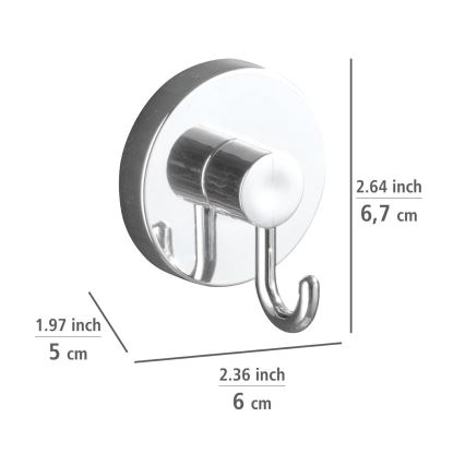 WENKO 20900100-Haczyk VACUUM-LOC okrągły stalowy 6x6,7 cm chrom błyszczący