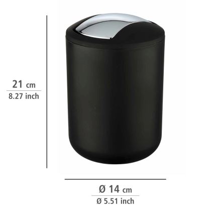 WENKO 21211100 - Kosz na śmieci BRASIL 14x21 cm czarny/błyszczący chrom