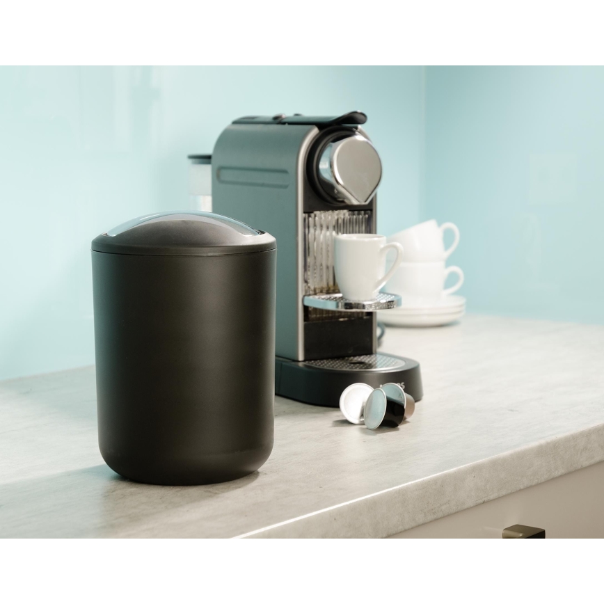 WENKO 21211100 - Kosz na śmieci BRASIL 14x21 cm czarny/błyszczący chrom