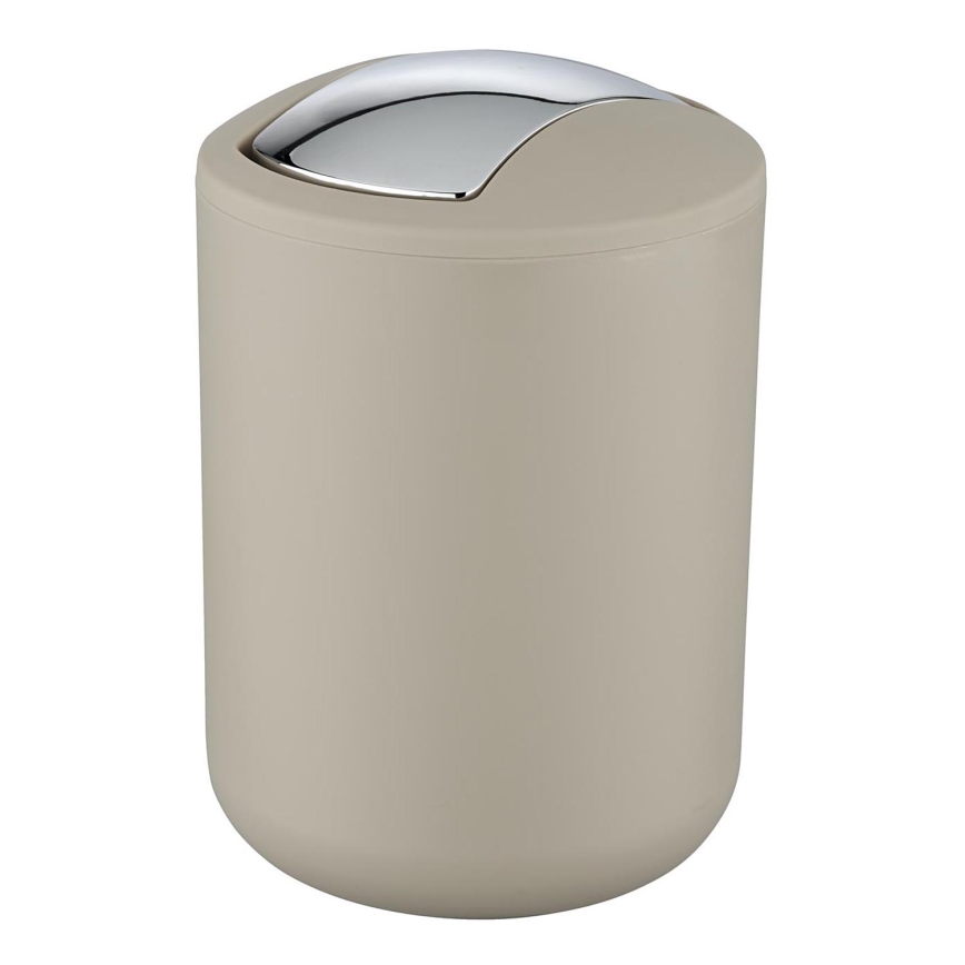 WENKO 21221100 - Kosz na śmieci BRASIL 14x21 cm beżowy/błyszczący chrom