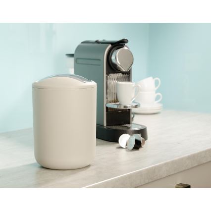 WENKO 21221100 - Kosz na śmieci BRASIL 14x21 cm beżowy/błyszczący chrom