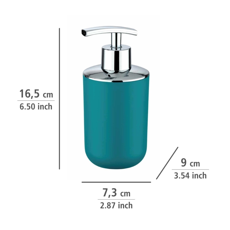 WENKO 21224100 - Dozownik mydła BRASIL 7,3x16,5 cm turkusowy/chrom błyszczący