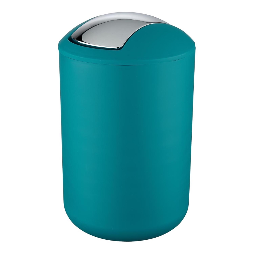 WENKO 21227100 - Kosz na śmieci BRASIL 19,5 x 31 cm turkusowy/błyszczący chrom