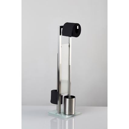 WENKO 21564100 - Szczotka do WC RIVALTA 18x70 cm stal nierdzewna/srebrny/biały/czarny