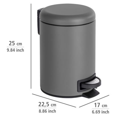 WENKO 22148100 - Kosz LEMAN 17x25 cm szary/czarny