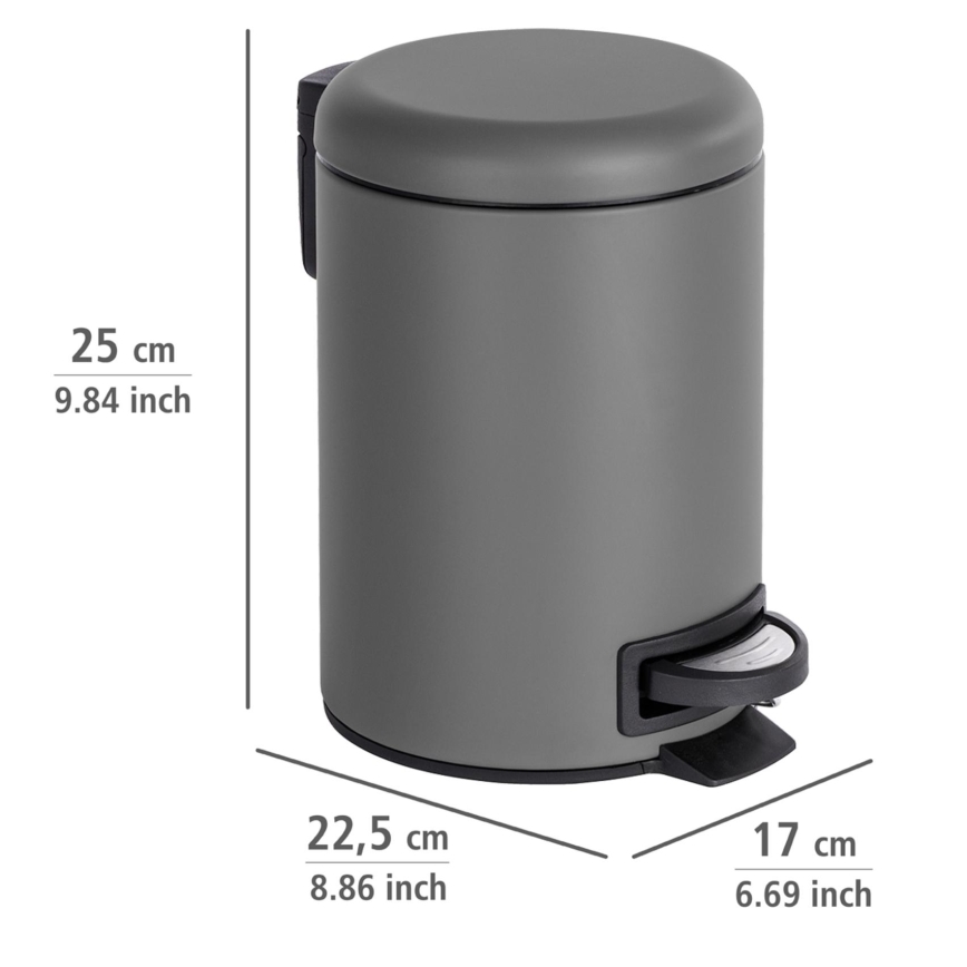 WENKO 22148100 - Kosz LEMAN 17x25 cm szary/czarny