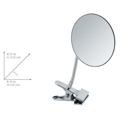 WENKO 22195100 - Lustro kosmetyczne CLIP 15x27 cm błyszczący chrom