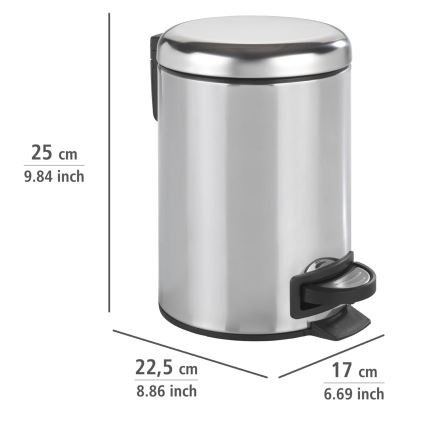 WENKO 22444100 - Kosz LEMAN 17x25 cm stal nierdzewna/srebrny/czarny