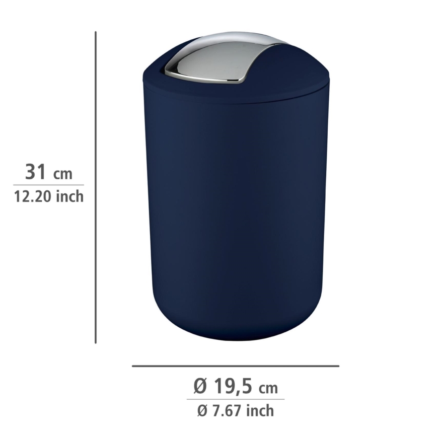 WENKO 22521100 - Kosz na śmieci BRASIL 19,5x31 cm niebieski/błyszczący chrom