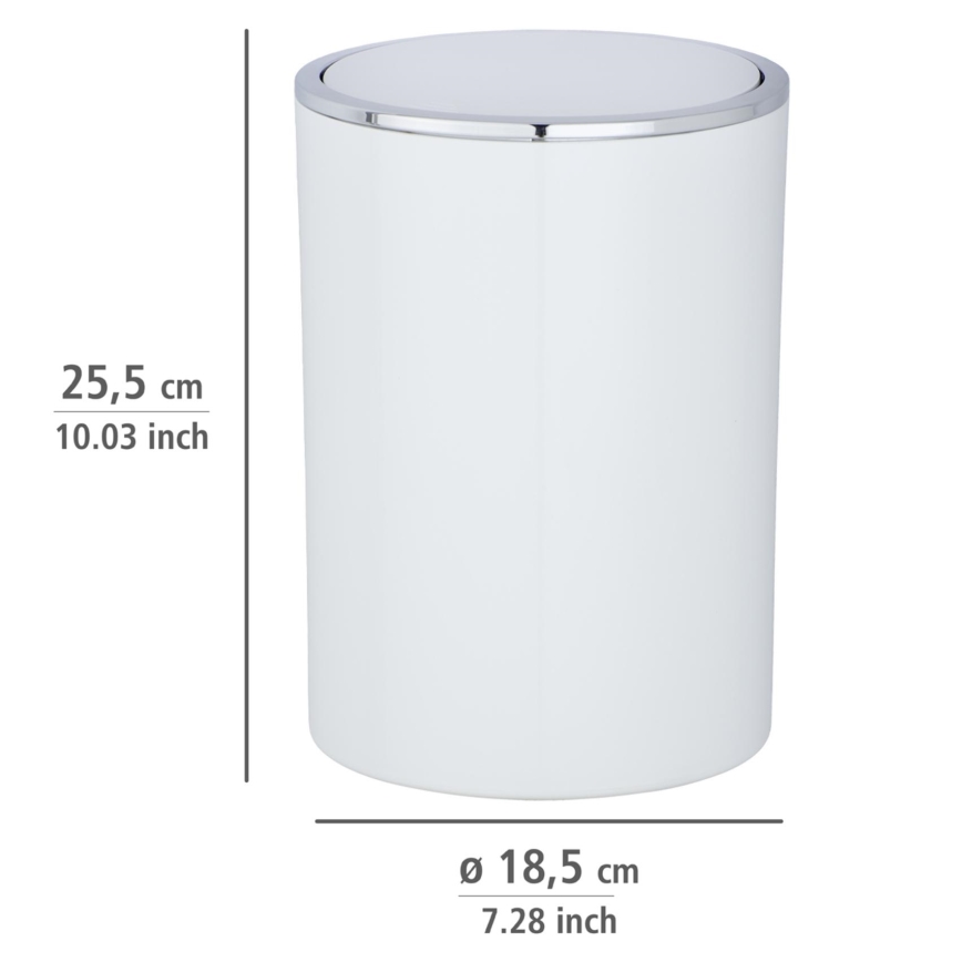 WENKO 22554100 - Kosz INCA 18,5x25,5 cm biały/błyszczący chrom