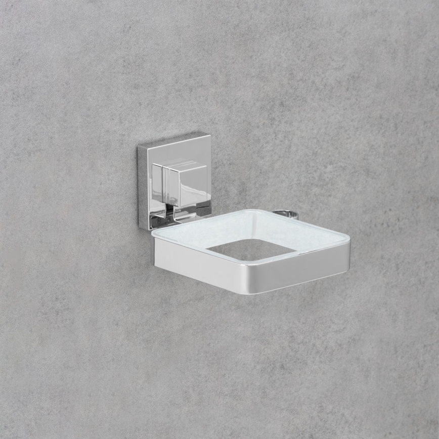 WENKO 22682100 -Uchwyt na suszarkę do włosów VACUUM-LOC QUADRO ED 13,5x14 cm srebrny/chrom