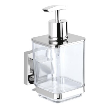 WENKO 22683100-Dozownik mydła VACUUM-LOC QUADRO ED 7,5x16 cm srebrny/połysk.chrom